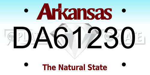 DA61230 Arkansas License Plate