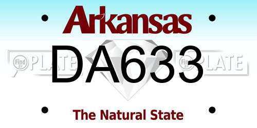 DA633 Arkansas License Plate