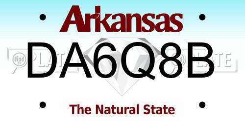 DA6Q8B Arkansas License Plate