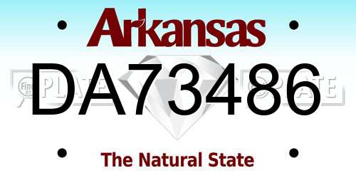 DA73486 Arkansas License Plate