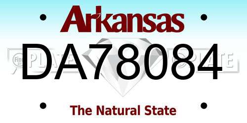 DA78084 Arkansas License Plate