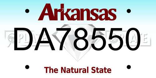 DA78550 Arkansas License Plate