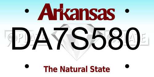 DA7S580 Arkansas License Plate