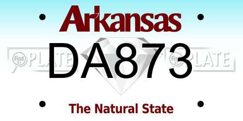 DA873 Arkansas License Plate