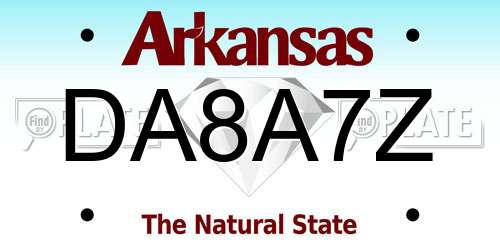 DA8A7Z Arkansas License Plate