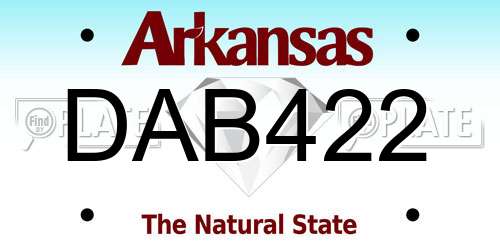DAB422 Arkansas License Plate