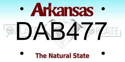 DAB477 Arkansas License Plate