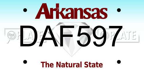 DAF597 Arkansas License Plate