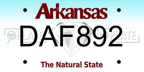 DAF892 Arkansas License Plate