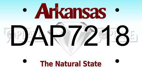 DAP7218 Arkansas License Plate