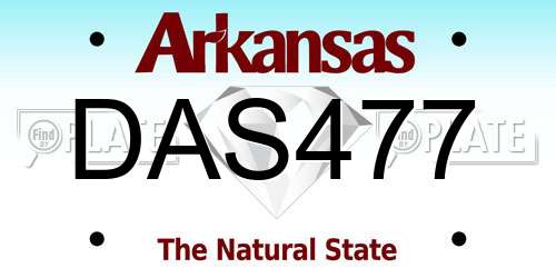DAS477 Arkansas License Plate