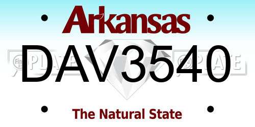 DAV3540 Arkansas License Plate