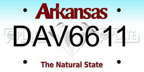 DAV6611 Arkansas License Plate