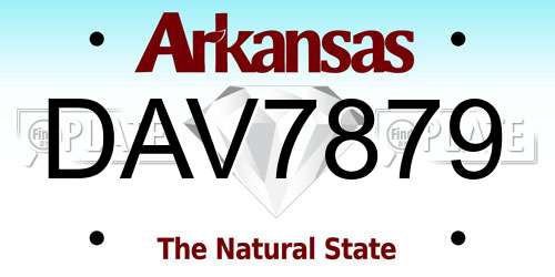 DAV7879 Arkansas License Plate