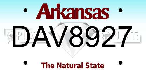 DAV8927 Arkansas License Plate