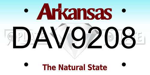 DAV9208 Arkansas License Plate