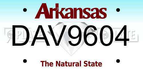 DAV9604 Arkansas License Plate