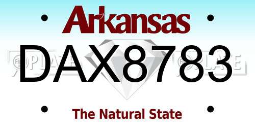 DAX8783 Arkansas License Plate