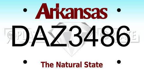 DAZ3486 Arkansas License Plate
