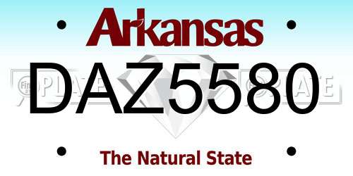 DAZ5580 Arkansas License Plate