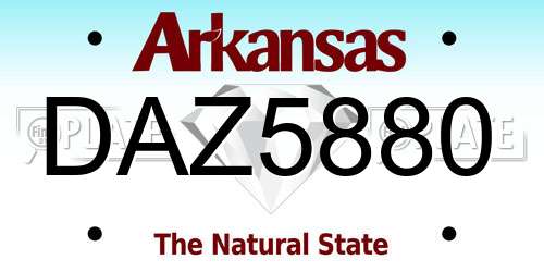 DAZ5880 Arkansas License Plate