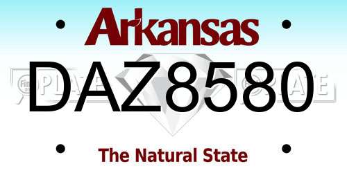 DAZ8580 Arkansas License Plate
