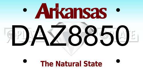 DAZ8850 Arkansas License Plate