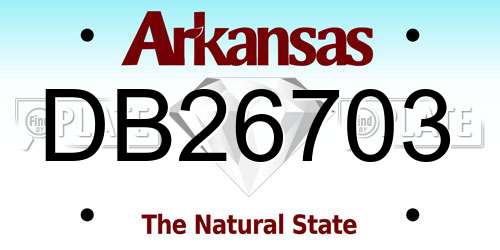 DB26703 Arkansas License Plate