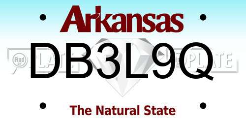 DB3L9Q Arkansas License Plate