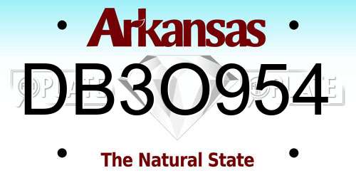 DB3O954 Arkansas License Plate