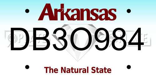 DB3O984 Arkansas License Plate