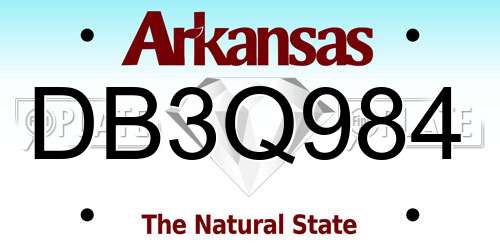 DB3Q984 Arkansas License Plate