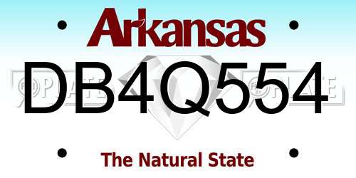 DB4Q554 Arkansas License Plate