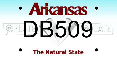 DB509 Arkansas License Plate