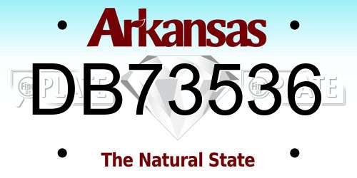 DB73536 Arkansas License Plate