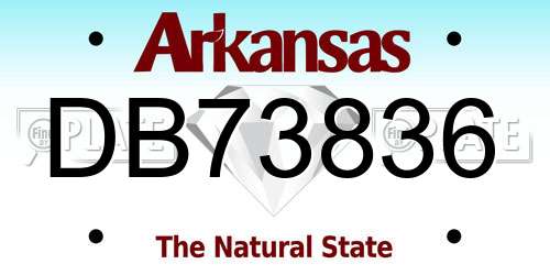 DB73836 Arkansas License Plate