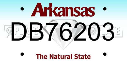DB76203 Arkansas License Plate