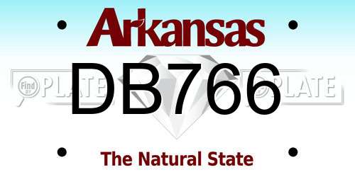 DB766 Arkansas License Plate