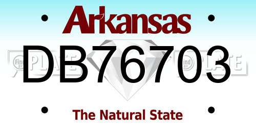 DB76703 Arkansas License Plate