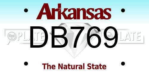 DB769 Arkansas License Plate