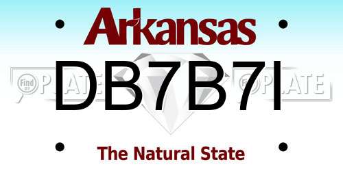 DB7B7I Arkansas License Plate