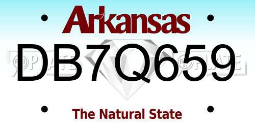 DB7Q659 Arkansas License Plate
