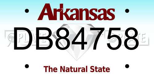 DB84758 Arkansas License Plate