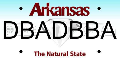 DBADBBA Arkansas License Plate