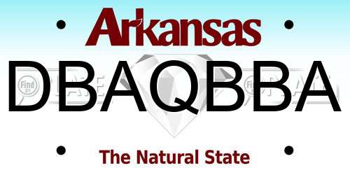 DBAQBBA Arkansas License Plate