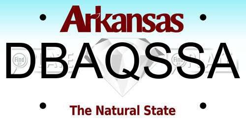 DBAQSSA Arkansas License Plate