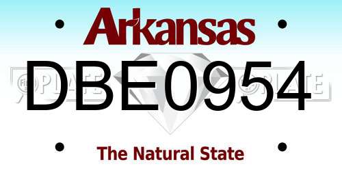 DBE0954 Arkansas License Plate