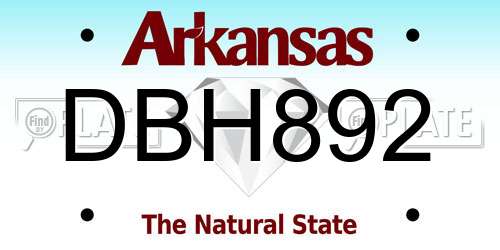 DBH892 Arkansas License Plate
