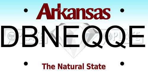 DBNEQQE Arkansas License Plate
