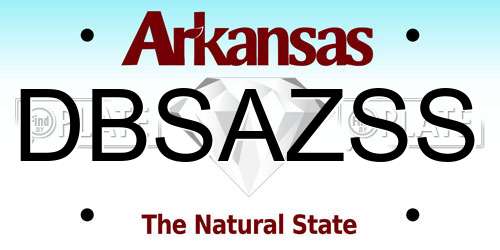 DBSAZSS Arkansas License Plate
